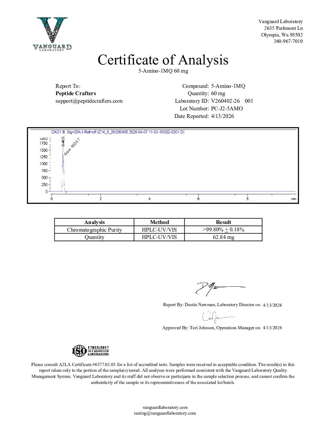 5-AMINO-1MQ- (60MG) IN LARGE 5ML LYOPHILIZED VIAL