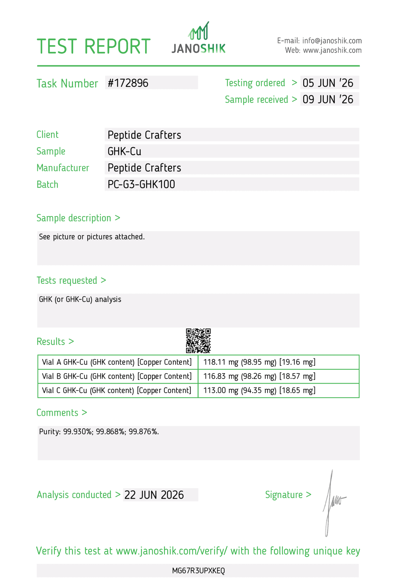GHK-CU (100MG) – IN LARGE 8ML VIAL